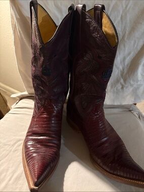 Men's Burgundy Western Leather Cowboy Boots